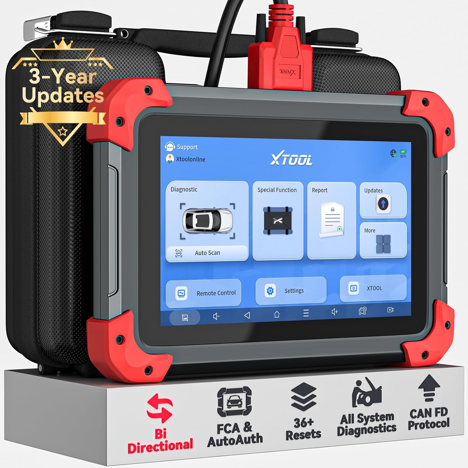 XTOOL D7 Bidirectional OBD2 Scanner: 2025 Scan Tool with ECU Coding, Full System Car Scanner
