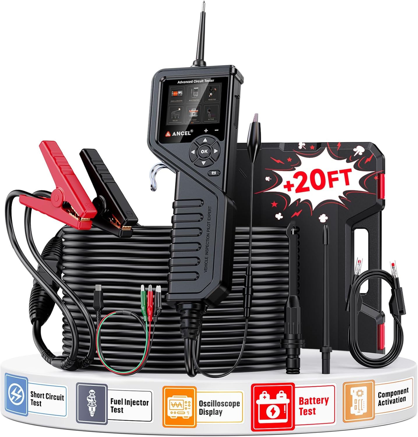 ANCEL PB600 Power Circuit Probe Tester with Battery, Relay, Injector Test