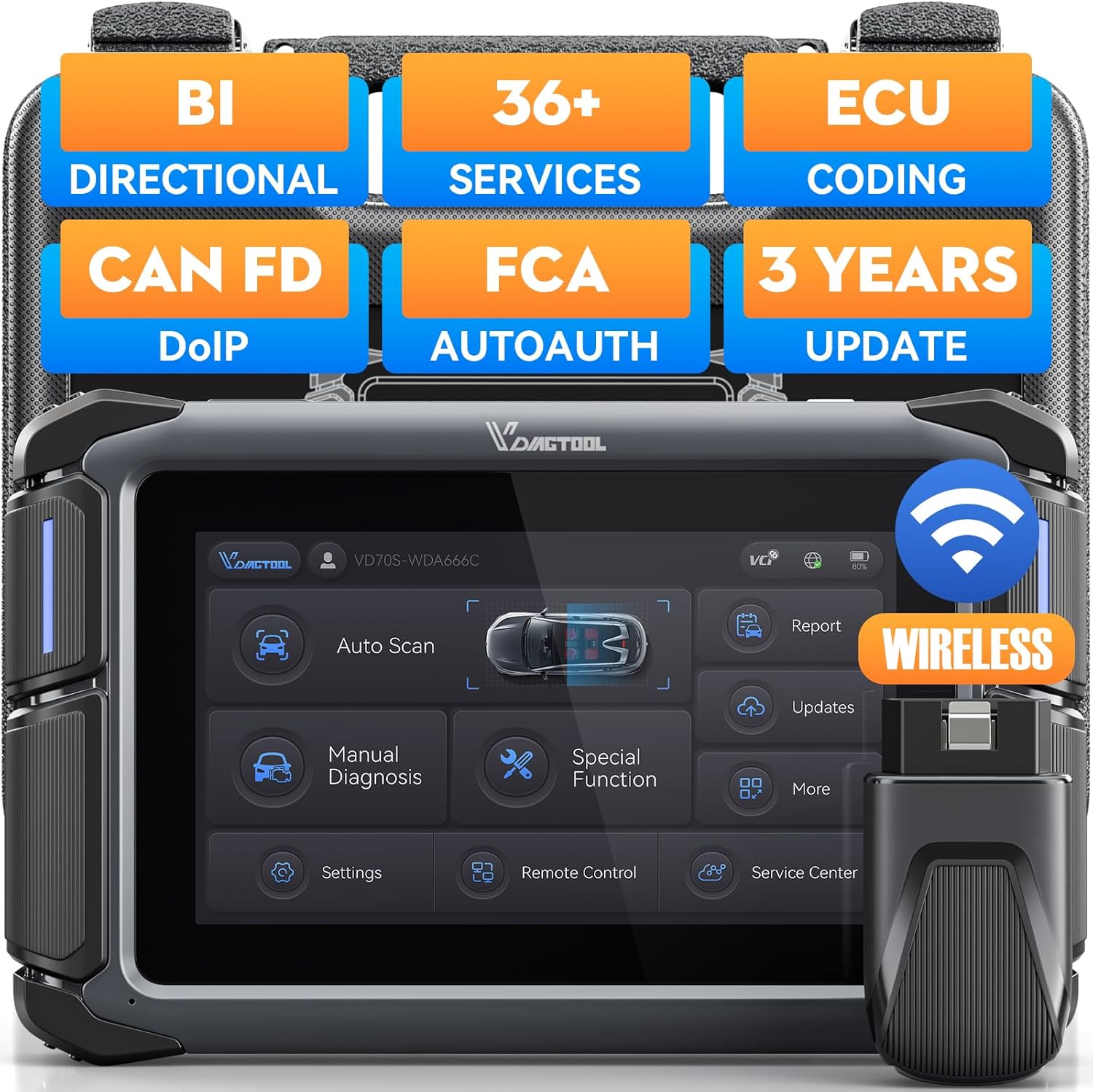 VDIAGTOOL VD70S Bidirectional Scan Tool, 2025 Wireless OBD2 Scanner