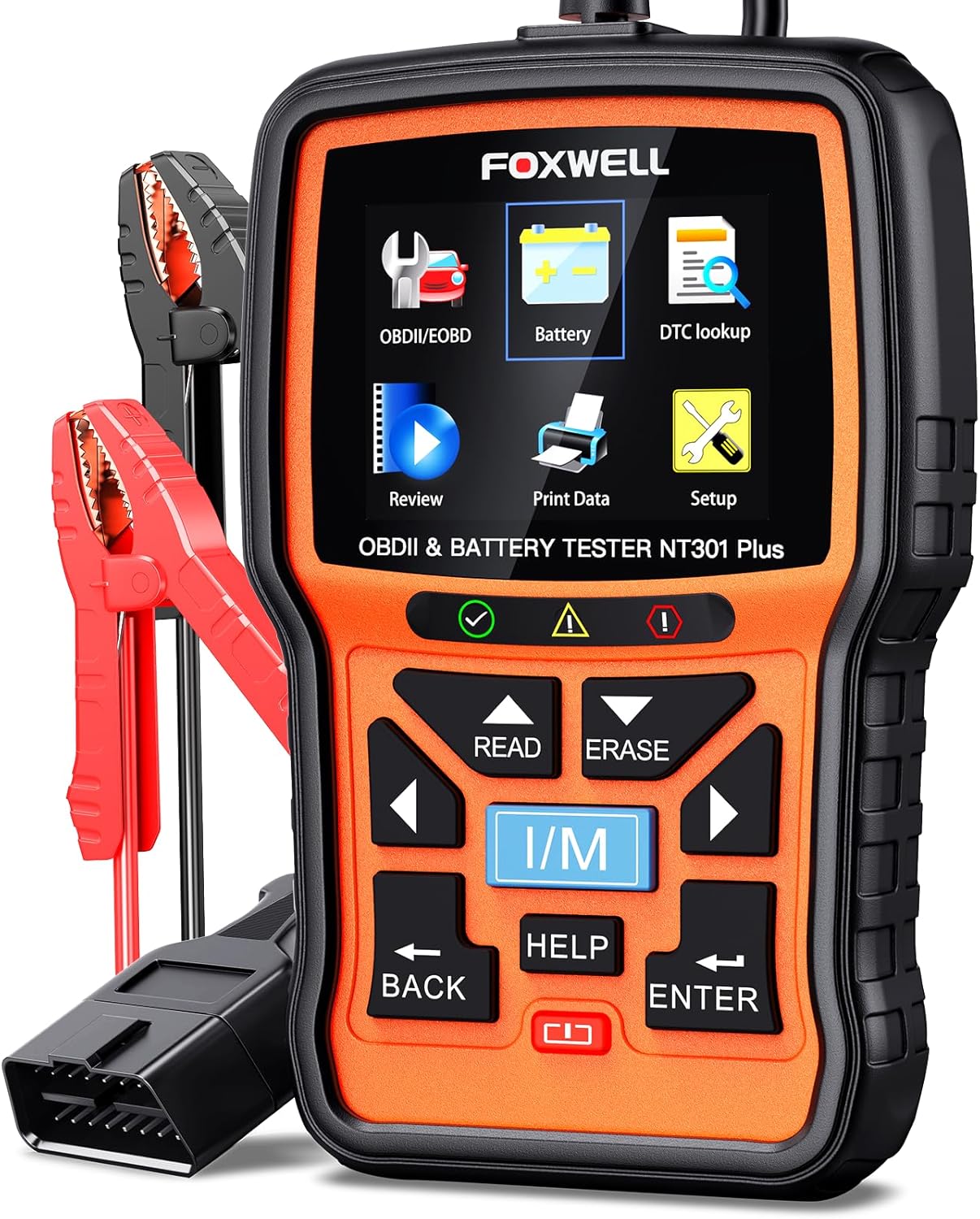 FOXWELL NT301 Plus 2-in-1 OBD2 Scanner Battery Tester, Professional Check Engine Code Reader
