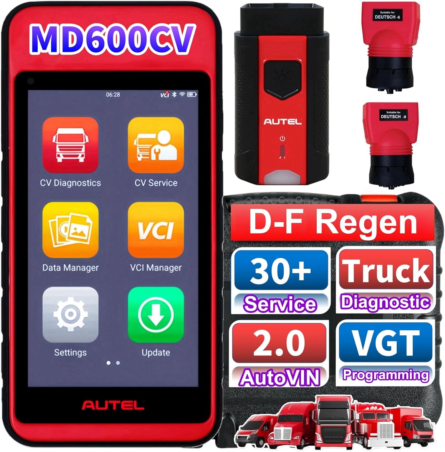 Autel MD600CV Heavy Duty Truck Scanner with D-P*F Regen/VGT Programming